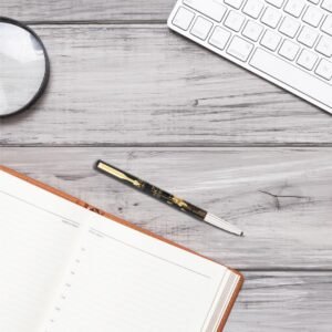 Alternative view of Parker Special Edition Vector Time Check Gold Trim Roller Ball Pen | Ink Color Blue | Navigator Technology | Moulded Cap & barrel in world wide time Zones