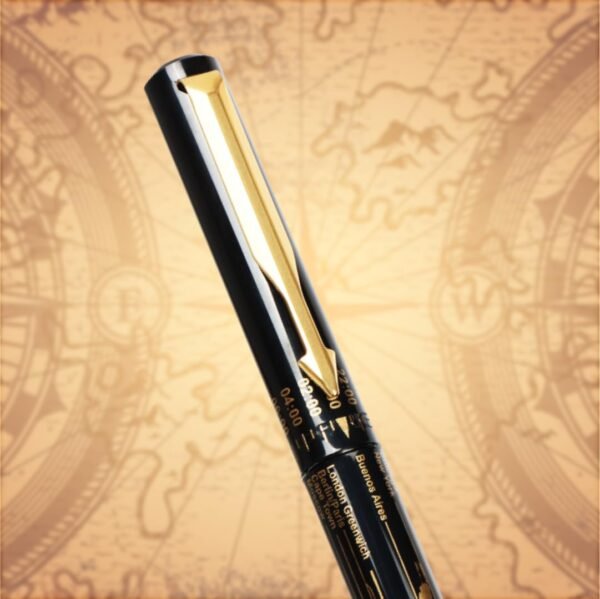 Parker Special Edition Vector Time Check Gold Trim Roller Ball Pen | Ink Color Blue | Navigator Technology | Moulded Cap & barrel in world wide time Zones - Image 4
