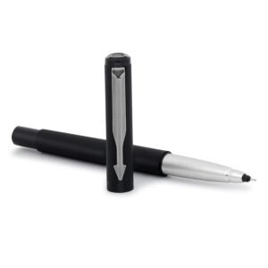 Alternative view of Parker Vector Matte Black Roller Ball Pen | Gunmetal Trim |Ink Color – Blue