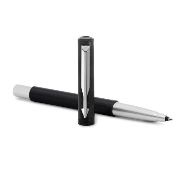 Parker Vector Standard Chrome Trim Roller Ball Pen| Black Body Color| Ink Color - Blue | For Employees | Perfect For Professional Use - Image 3