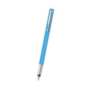 Parker Vector Standard Fountain Pen |Ink Color Blue | Fine Nib, Blue Body with Chrome Trim | Refillable Ink Pen with 3 Free Blue Ink Cartridges | A Premium Writing Experience for Everyone