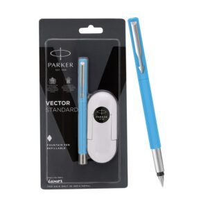 Alternative view of Parker Vector Standard Fountain Pen |Ink Color Blue | Fine Nib, Blue Body with Chrome Trim | Refillable Ink Pen with 3 Free Blue Ink Cartridges | A Premium Writing Experience for Everyone