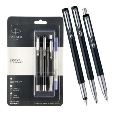 Parker Vector Standard Fountain Pen, Roller Ball Pen and Ba…