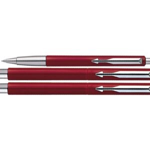 Parker Vector Standard Fountain Pen, Roller Ball Pen and Ball Pen (Red)