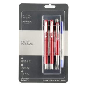 Alternative view of Parker Vector Standard Fountain Pen, Roller Ball Pen and Ball Pen (Red)
