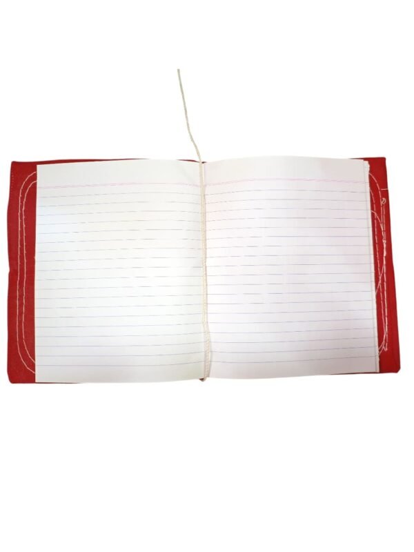 Bahi Khata Book | Traditional Red Cloth Binding Account Book | 21.5cm x 18.5cm - Image 2