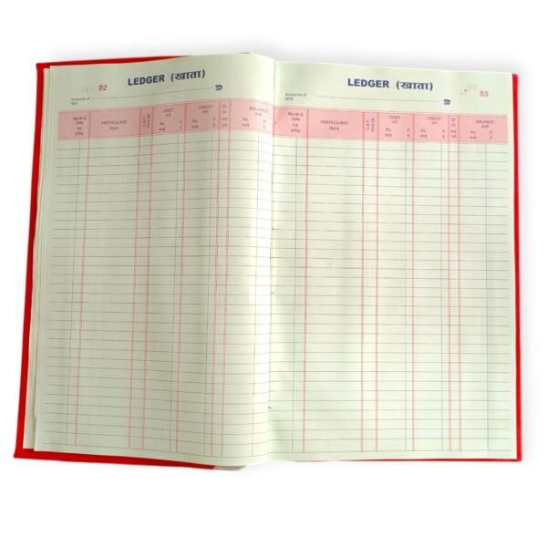 Puja Red Cloth Binding Ledger Register – 33x21 cm | Ledger Book | Hard Cover | Office Use