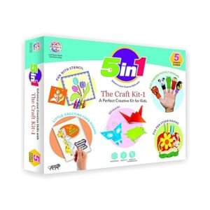 RATNA'S 5 in 1 Craft KIT for Kids Combo of Greeting Card Making,EVA Finger Puppet, Origami, Fun Stencils and EVA Pen Stand Making