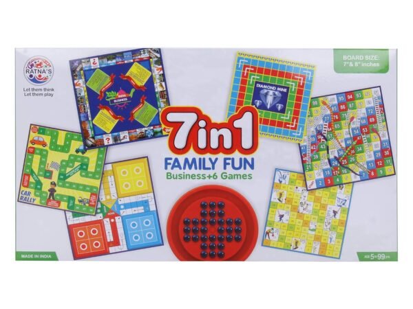 Ratna's 7 in 1 Family Board Game, Board Size: 6.5 Inches X 6.5 Inches & 8 Inches X 8 Inches|Brainvita,Ludo,Snakes & Ladders,Business,Car Rally,Diamond Mine,Cricket - Image 7