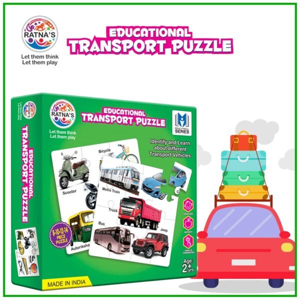 Ratna's Educational Transport Jigsaw Puzzle for Kids to Enhance Their Knowledge About Different Transport Vehicles This is a 8-10-12-14 Pieces Puzzle - Image 6