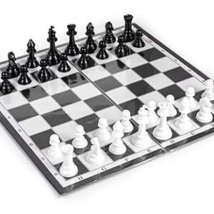 Ratna's Expert Magnetic Chess Senior Foldable Magnetic Chess Board Set with Magnetic Pieces for Kids and Adults (13x13 Inches, Black & White Board)