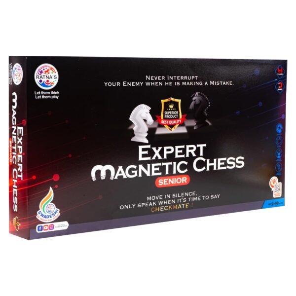 Ratna's Expert Magnetic Chess Senior Foldable Magnetic Chess Board Set with Magnetic Pieces for Kids and Adults (13x13 Inches, Black & White Board) - Image 8