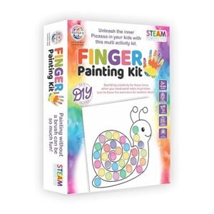 RATNA'S Finger Painting Kit STEAM Learning, 12 Sheets with 6 Colour Tray, DIY Coloring Hand Paint Art and Craft Activity Set for Kids