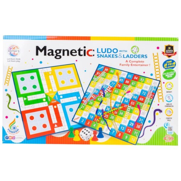 Ratna's Magnetic Snakes and Ladders with Ludo Board Game for Kids and Family Fun - Image 8