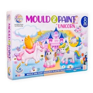 RATNA'S Mould & Paint Unicorn DIY Kit - Create Adorable Plaster Fridge Magnets & Badges - Fun Craft Activity for Kids - Includes 8 Moulds, Paints, Brush, and Instruction Manual (Multicolor)