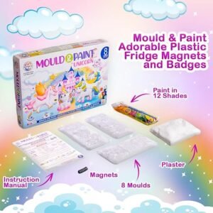 Alternative view of RATNA'S Mould & Paint Unicorn DIY Kit - Create Adorable Plaster Fridge Magnets & Badges - Fun Craft Activity for Kids - Includes 8 Moulds, Paints, Brush, and Instruction Manual (Multicolor)