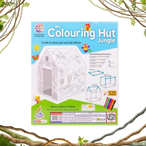 Ratna's My Colouring Hut Jungle Theme (36 x 29 x 40 cm) DIY for Kids 3+Years - Image 7