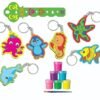 RATNA'S Aqua Animals Keychain Making DIY Kit Along with Key Chain Holder - Wooden MDF Cut Out Art & Craft Make Yourself Activity Kit for Kids Ages 5+ Years