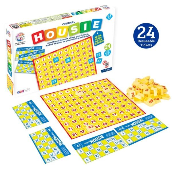 RATNA'S Original Housie Game Set with 24 Reusable Tickets, Tambola Party Games for Kids & Adults - Image 7