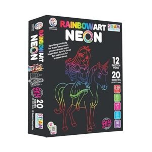 Alternative view of RATNA'S Rainbow Art Neon Colors Creative Coloring Kit with 20 Sheets and 12 Sketch Pens, 35x27.5cm Sheets - Creative Coloring Fun for All Ages
