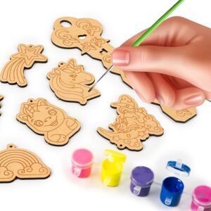 RATNA'S Unicorn Keychain Making DIY Kit Along with Key Chain Holder - Wooden MDF Cut Out Art & Craft Make Yourself Activity Kit for Kids Ages 5+ Years